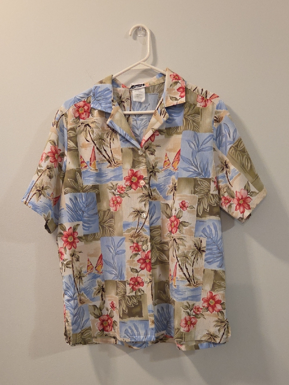 Bonworth Light Blue & Tan Hawaiian Floral Button-Up Shirt